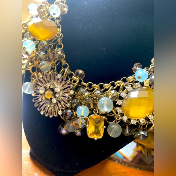 Gold Tone  Lemon Sunburst Statement Necklace - Picture 2 of 3